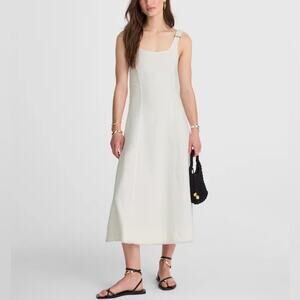 Madewell Denim Scoopneck Midi Dress in Pure White Wash NWT size XXS